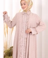 Fırfır Detaylı Elbise 6066 Somon