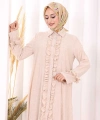 Fırfır Detaylı Elbise 6066 Taş