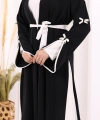 Fiyonk Detaylı Abaya Elbise Takım 3955 Siyah