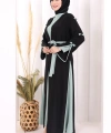 Fiyonk Detaylı Abaya Elbise Takım 3955 Siyah-Mint