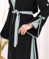 Fiyonk Detaylı Abaya Elbise Takım 3955 Siyah-Mint