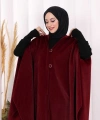 Foks Kumaş Kapşonlu Panço 70130 Bordo