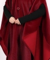 Foks Kumaş Kapşonlu Panço 70130 Bordo