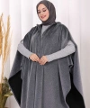 Foks Kumaş Kapşonlu Panço 70130 Gri