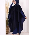 Foks Kumaş Kapşonlu Panço 70130 Lacivert