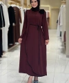 Gül Detaylı Elbise 3976 Bordo