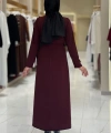 Gül Detaylı Elbise 3976 Bordo
