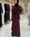 Gül Detaylı Elbise 3976 Bordo