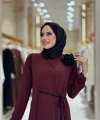 Gül Detaylı Elbise 3976 Bordo