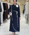 Gül Detaylı Elbise 3976 Lacivert