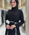 Gül Detaylı Elbise 3976 Siyah