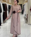 Gül Detaylı Elbise 3976 Vizon