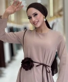 Gül Detaylı Elbise 3976 Vizon
