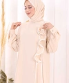 Gül ve Şerit Detaylı Elbise Şal Hediyeli 6065 Taş
