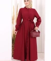 Hac Umre Elbise Boydan Düğmeli 7053 Bordo