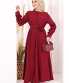 Hac Umre Elbise Boydan Düğmeli 7053 Bordo