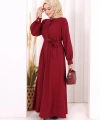 Hac Umre Elbise Boydan Düğmeli 7053 Bordo