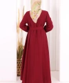 Hac Umre Elbise Boydan Düğmeli 7053 Bordo