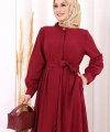 Hac Umre Elbise Boydan Düğmeli 7053 Bordo