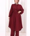 Hac Umre Keten Tunik Pantolon Takım 8013 Bordo