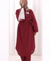 Hac Umre Keten Tunik Pantolon Takım 8013 Bordo