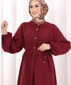Hac Umre Keten Tunik Pantolon Takım 8013 Bordo