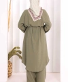 Hac Umre Keten Tunik Pantolon Takım 8013 Haki