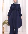 Hac Umre Keten Tunik Pantolon Takım 8013 Lacivert