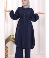 Hac Umre Keten Tunik Pantolon Takım 8013 Lacivert