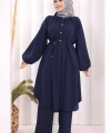 Hac Umre Keten Tunik Pantolon Takım 8013 Lacivert