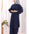 Hac Umre Keten Tunik Pantolon Takım 8013 Lacivert
