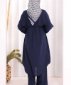 Hac Umre Keten Tunik Pantolon Takım 8013 Lacivert