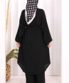 Hac Umre Keten Tunik Pantolon Takım 8013 Siyah