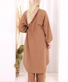 Hac Umre Keten Tunik Pantolon Takım 8013 Taba