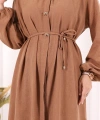 Hac Umre Keten Tunik Pantolon Takım 8013 Taba
