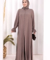 Hac  Umre Takım Önü Düğmeli Tunik,Pantolon  ŞAL  HEDİYE  8014 Duman