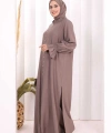 Hac  Umre Takım Önü Düğmeli Tunik,Pantolon  ŞAL  HEDİYE  8014 Duman