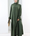 Hac  Umre Takım Önü Düğmeli Tunik,Pantolon  ŞAL  HEDİYE  8014 Haki