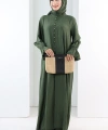 Hac  Umre Takım Önü Düğmeli Tunik,Pantolon  ŞAL  HEDİYE  8014 Haki