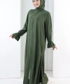 Hac  Umre Takım Önü Düğmeli Tunik,Pantolon  ŞAL  HEDİYE  8014 Haki