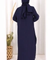 Hac  Umre Takım Önü Düğmeli Tunik,Pantolon  ŞAL  HEDİYE  8014 Lacivert