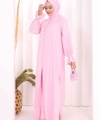 Hac  Umre Takım Önü Düğmeli Tunik,Pantolon  ŞAL  HEDİYE  8014 Pembe