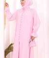 Hac  Umre Takım Önü Düğmeli Tunik,Pantolon  ŞAL  HEDİYE  8014 Pembe