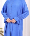 Hac  Umre Takım Önü Düğmeli Tunik,Pantolon  ŞAL  HEDİYE  8014 Saks