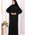 Hac  Umre Takım Önü Düğmeli Tunik,Pantolon  ŞAL  HEDİYE  8014 Siyah