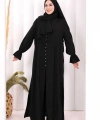 Hac  Umre Takım Önü Düğmeli Tunik,Pantolon  ŞAL  HEDİYE  8014 Siyah