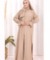 Hac  Umre Takım Önü Düğmeli Tunik,Pantolon  ŞAL  HEDİYE  8014 Vizon