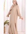 Hac  Umre Takım Önü Düğmeli Tunik,Pantolon  ŞAL  HEDİYE  8014 Vizon