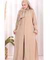 Hac  Umre Takım Önü Düğmeli Tunik,Pantolon  ŞAL  HEDİYE  8014 Vizon