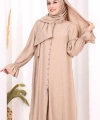 Hac  Umre Takım Önü Düğmeli Tunik,Pantolon  ŞAL  HEDİYE  8014 Vizon
